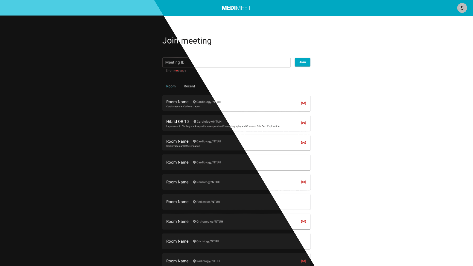 MEDIMEET operating room list page